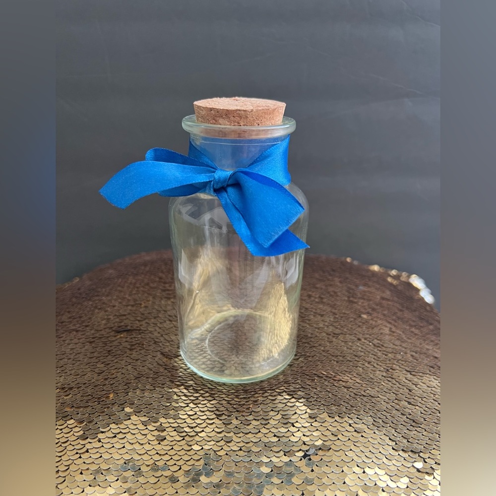 Clear Empty Glass Bottle with Cork Stopper H 5” W 2.5”